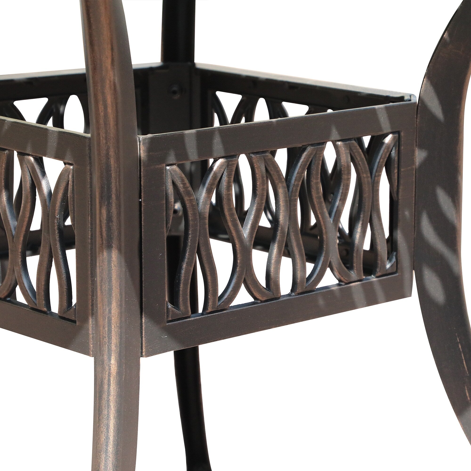 Ensemble de salle à manger d'extérieur 5 pièces en fonte d'aluminium avec trou pour parasol de 5 cm et coussins