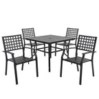 Ensemble de salle à manger d'extérieur 5 pièces avec trou pour parasol de 1,57 po