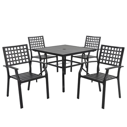 Ensemble de salle à manger d'extérieur 5 pièces avec trou pour parasol de 1,57 po
