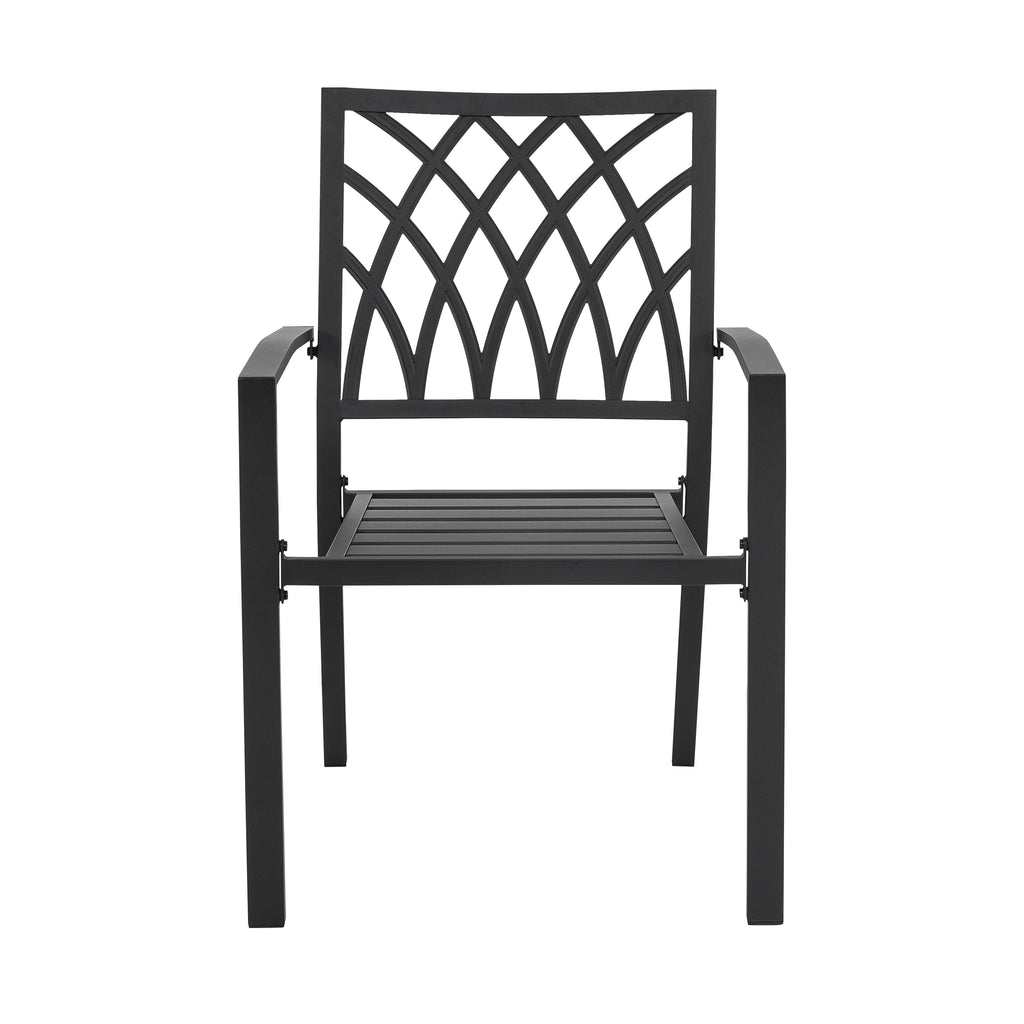 Ensemble de salle à manger d'extérieur 5 pièces, chaises empilables et table de 37 pouces - table de 37 pouces