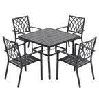 Ensemble de salle à manger d'extérieur 5 pièces, chaises empilables et table de 37 pouces - table de 37 pouces
