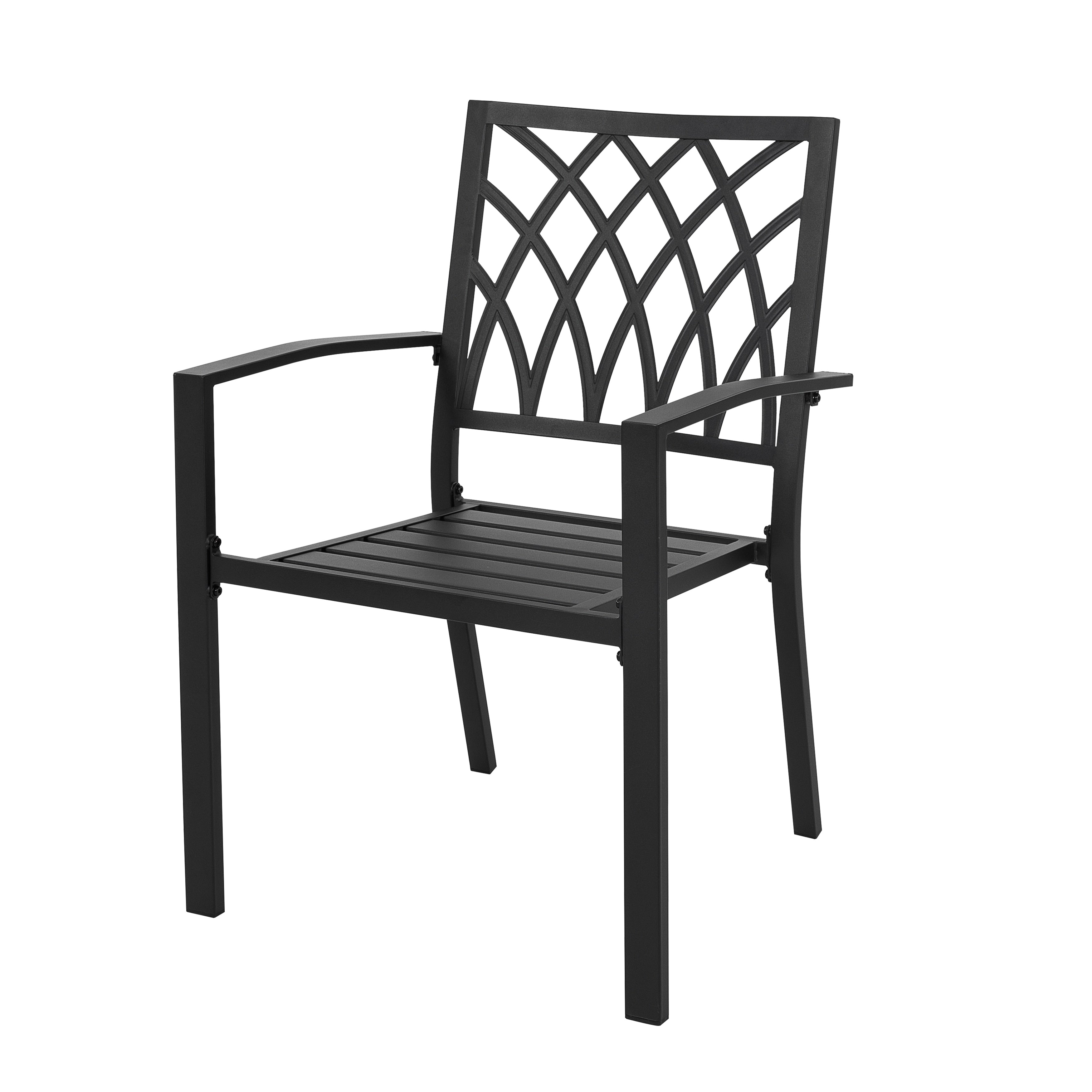 Ensemble de salle à manger d'extérieur 5 pièces, chaises empilables et table de 37 pouces - table de 37 pouces