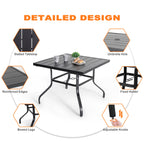 Ensemble de salle à manger d'extérieur 5 pièces, chaises empilables et table de 37 pouces - table de 37 pouces