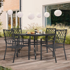 Ensemble de salle à manger d'extérieur 5 pièces, chaises empilables et table de 37 pouces - table de 37 pouces