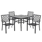 Ensemble de salle à manger d'extérieur 5 pièces, chaises empilables et table de 37 pouces - table de 37 pouces