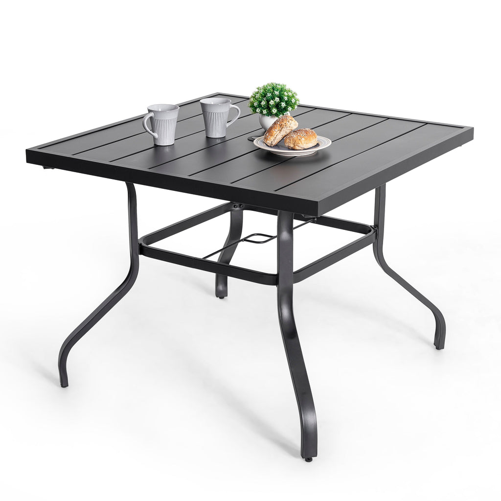 Ensemble de salle à manger d'extérieur 5 pièces, chaises empilables et table de 37 pouces - table de 37 pouces