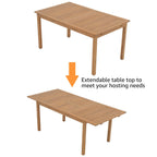 Ensemble de salle à manger d'extérieur 5 pièces en bois d'acacia avec table extensible
