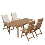 Ensemble de salle à manger d'extérieur 5 pièces en bois d'acacia avec table extensible
