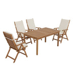 Ensemble de salle à manger d'extérieur 5 pièces en bois d'acacia avec table extensible