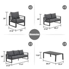 Ensemble de canapés d'extérieur 5 pièces en aluminium avec coussin