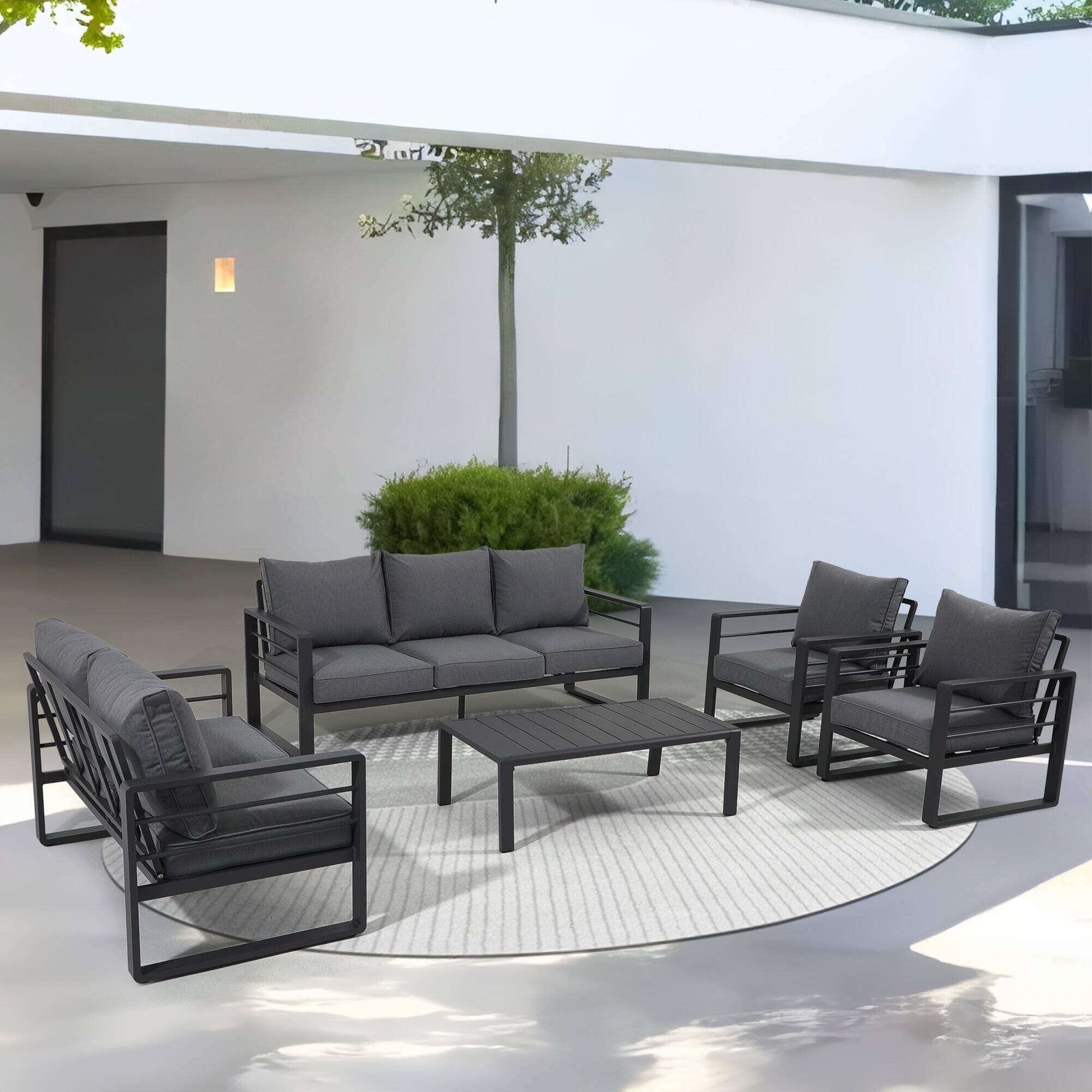 Ensemble de canapés d'extérieur 5 pièces en aluminium avec coussin