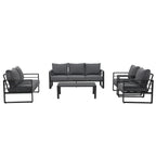 Ensemble de canapés d'extérieur 5 pièces en aluminium avec coussin