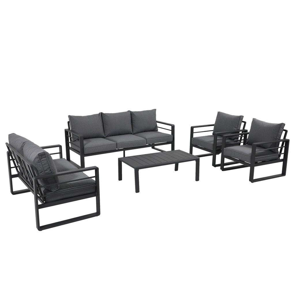 Ensemble de canapés d'extérieur 5 pièces en aluminium avec coussin