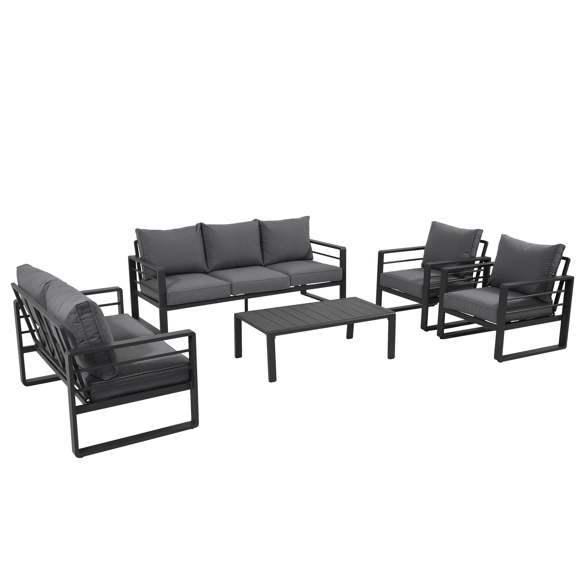 Ensemble de canapés d'extérieur 5 pièces en aluminium avec coussin