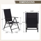 Ensemble de salle à manger d'extérieur 6 pièces MAISON ARTS, 1 table carrée en métal, 4 chaises pliantes réglables et un parasol de 9 pieds