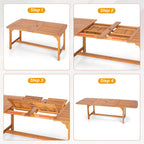 Ensemble de salle à manger d'extérieur en bois d'acacia massif MAISON ARTS 7/9 pièces, table extensible et chaises en bois 6/8