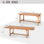 Ensemble de salle à manger d'extérieur en bois d'acacia massif MAISON ARTS 7/9 pièces, table extensible et chaises en bois 6/8