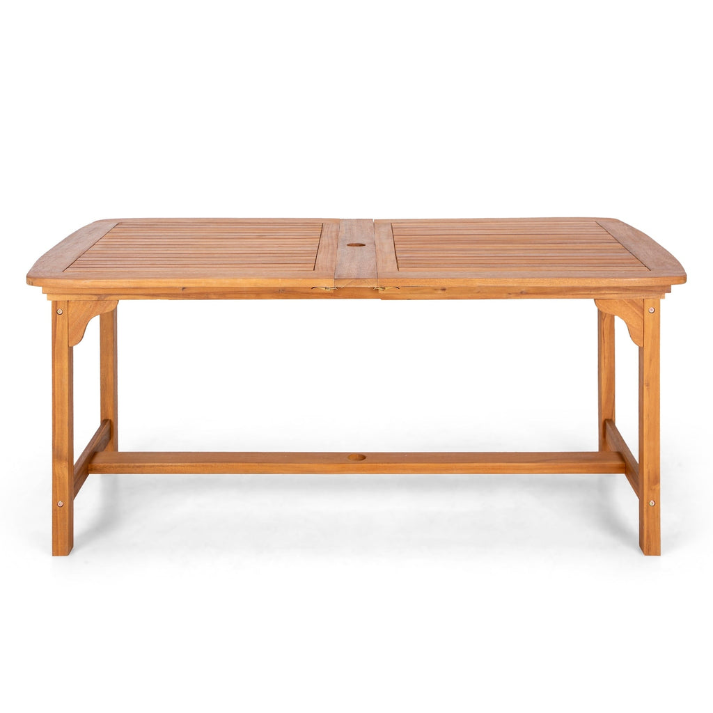 Ensemble de salle à manger d'extérieur en bois d'acacia massif MAISON ARTS 7/9 pièces, table extensible et chaises en bois 6/8