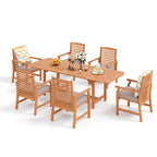 Ensemble de salle à manger d'extérieur en bois d'acacia massif MAISON ARTS 7/9 pièces, table extensible et chaises en bois 6/8