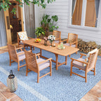 Ensemble de salle à manger d'extérieur en bois d'acacia massif MAISON ARTS 7/9 pièces, table extensible et chaises en bois 6/8