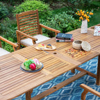 Ensemble de salle à manger d'extérieur en bois d'acacia massif MAISON ARTS 7/9 pièces, table extensible et chaises en bois 6/8