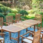 Ensemble de salle à manger d'extérieur en bois d'acacia massif MAISON ARTS 7/9 pièces, table extensible et chaises en bois 6/8