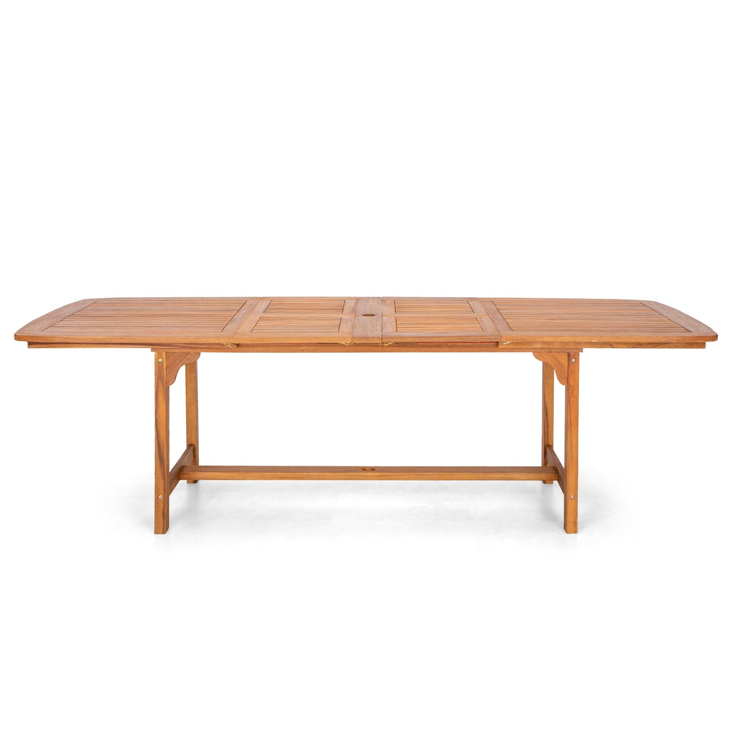 Ensemble de salle à manger d'extérieur en bois d'acacia massif MAISON ARTS 7/9 pièces, table extensible et chaises en bois 6/8