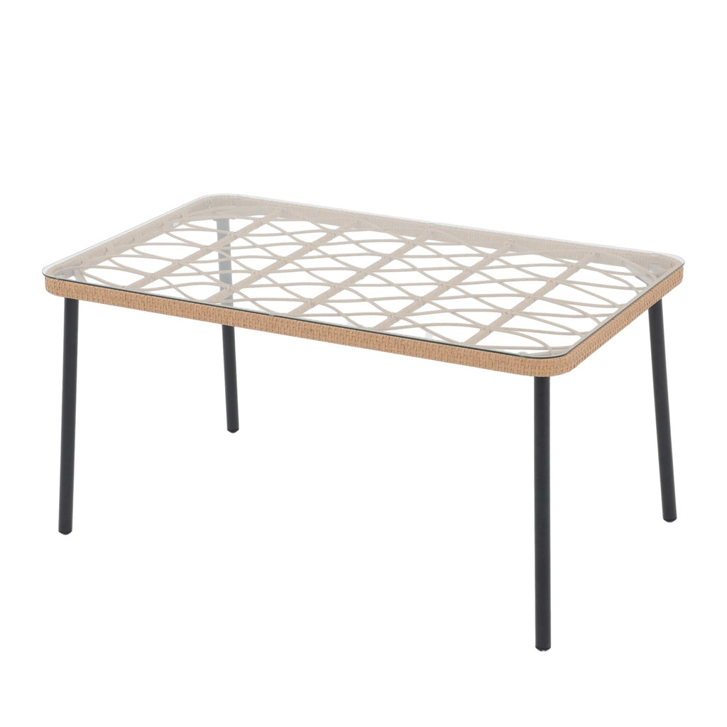Ensemble de salle à manger d'extérieur en osier 7 pièces avec coussin