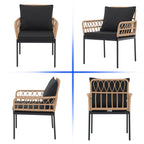 Ensemble de salle à manger d'extérieur en osier 7 pièces avec coussin