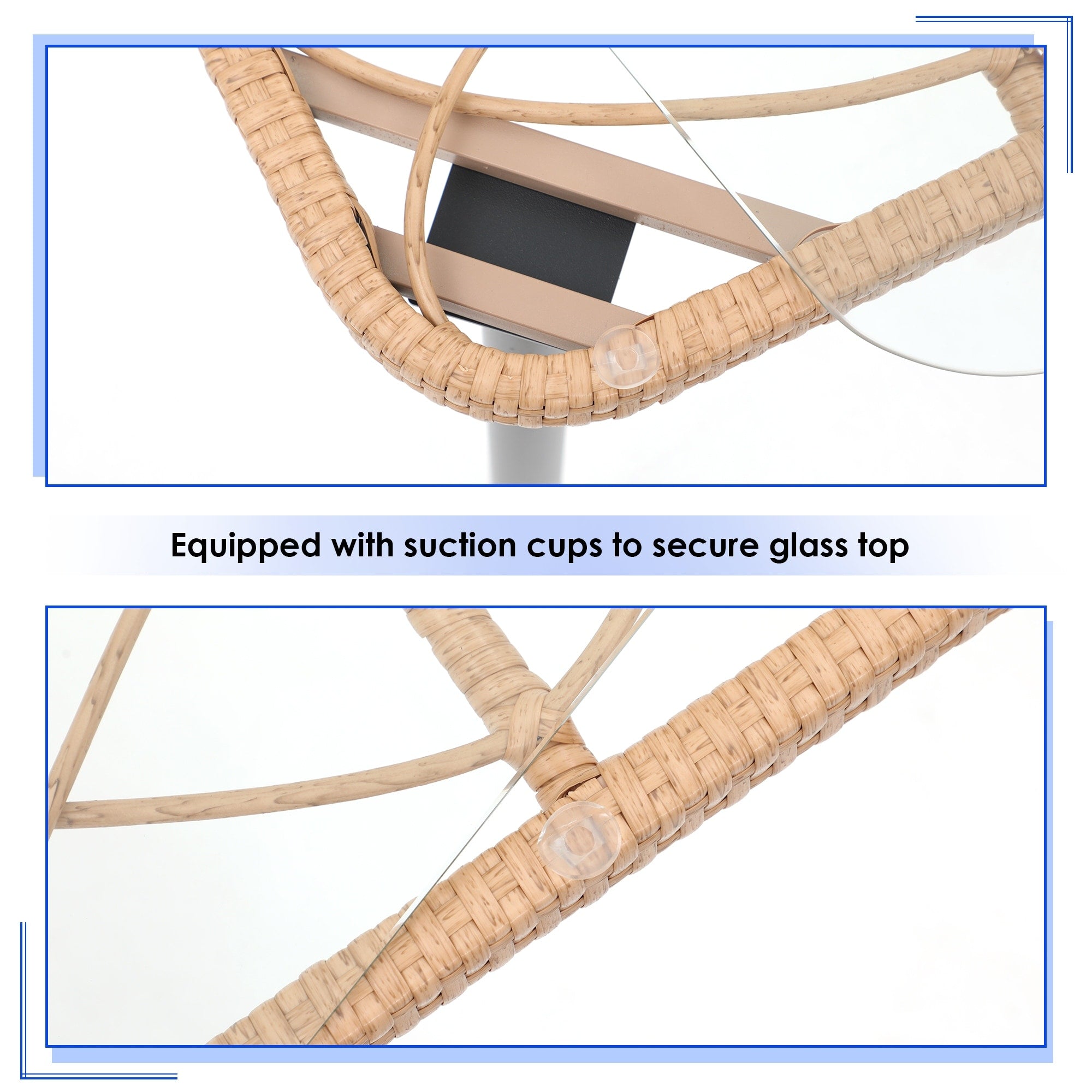 Ensemble de salle à manger d'extérieur en osier 7 pièces avec coussin