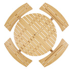 Table de pique-nique d'extérieur pour 8 personnes, table de pique-nique ronde pour 8 personnes avec 4 bancs intégrés, trou pour parasol, ensemble table et banc d'extérieur