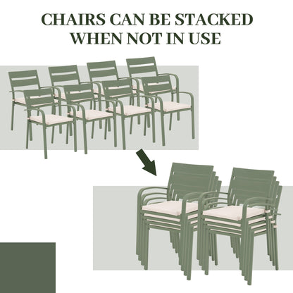 Ensemble de salle à manger d'extérieur en aluminium 9 pièces avec chaises empilables et table extensible