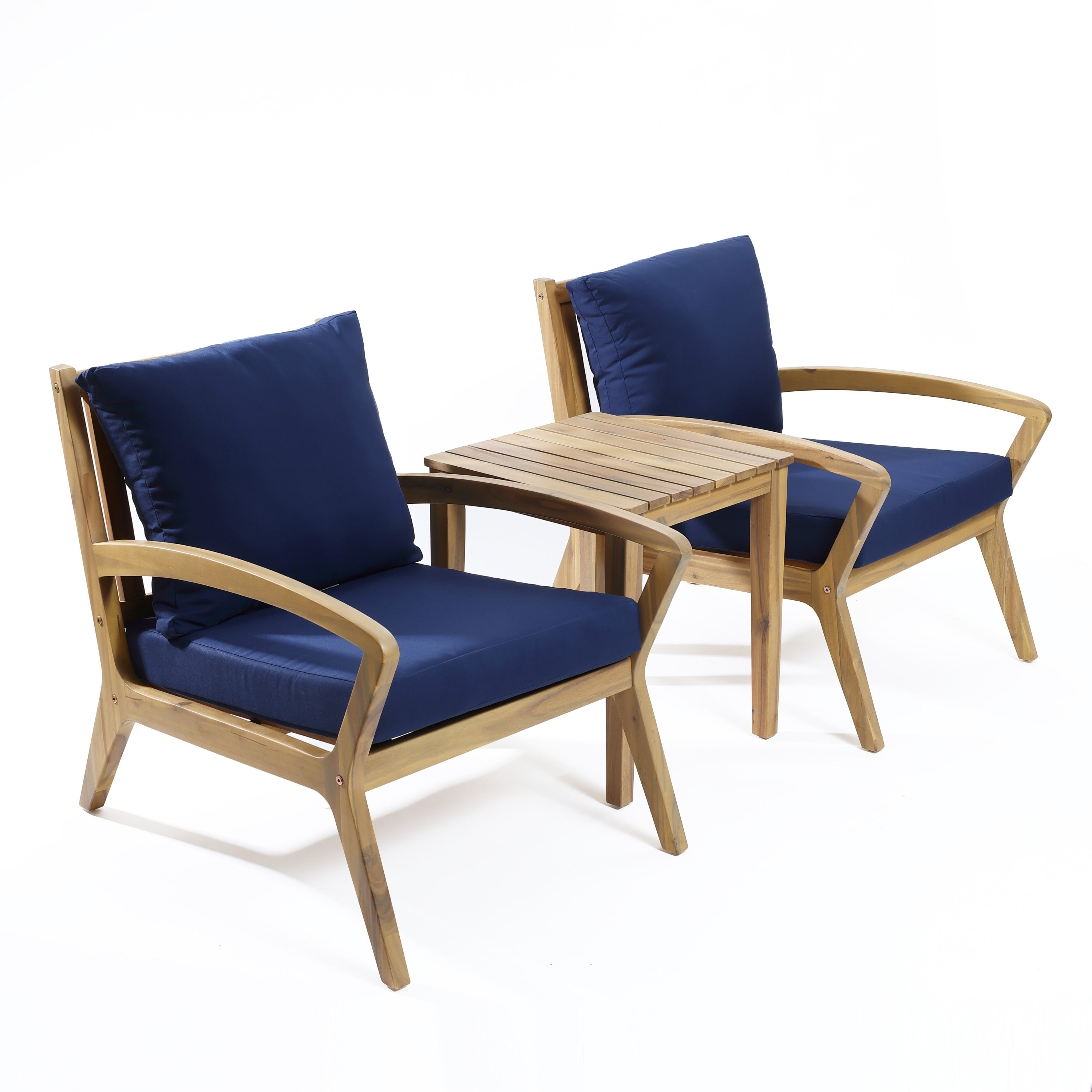 Ensemble de bistrot d'extérieur en bois d'acacia, 2 places, avec coussins