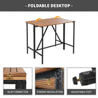 Ensemble de bar d'extérieur en bois d'acacia, table de pub haute et tabourets