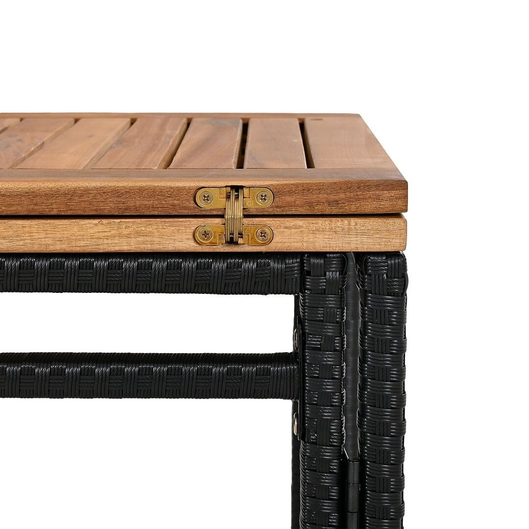 Ensemble de bar d'extérieur en bois d'acacia, table de pub haute et tabourets