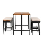 Ensemble de bar d'extérieur en bois d'acacia, table de pub haute et tabourets