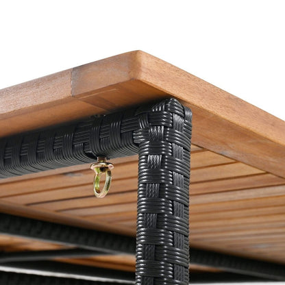 Ensemble de bar d'extérieur en bois d'acacia, table de pub haute et tabourets