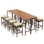 Ensemble de bar d'extérieur en bois d'acacia, table de pub haute et tabourets