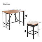 Ensemble de bar d'extérieur en bois d'acacia, table de pub haute et tabourets