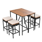 Ensemble de bar d'extérieur en bois d'acacia, table de pub haute et tabourets