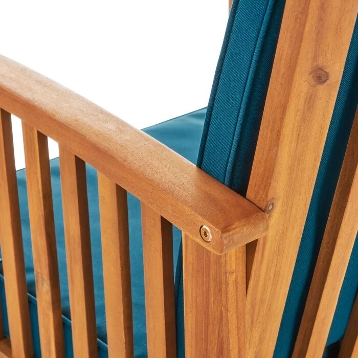 Ensemble de canapés d'extérieur en bois d'acacia avec coussins imperméables, 4 pièces, patine marron/bleu sarcelle