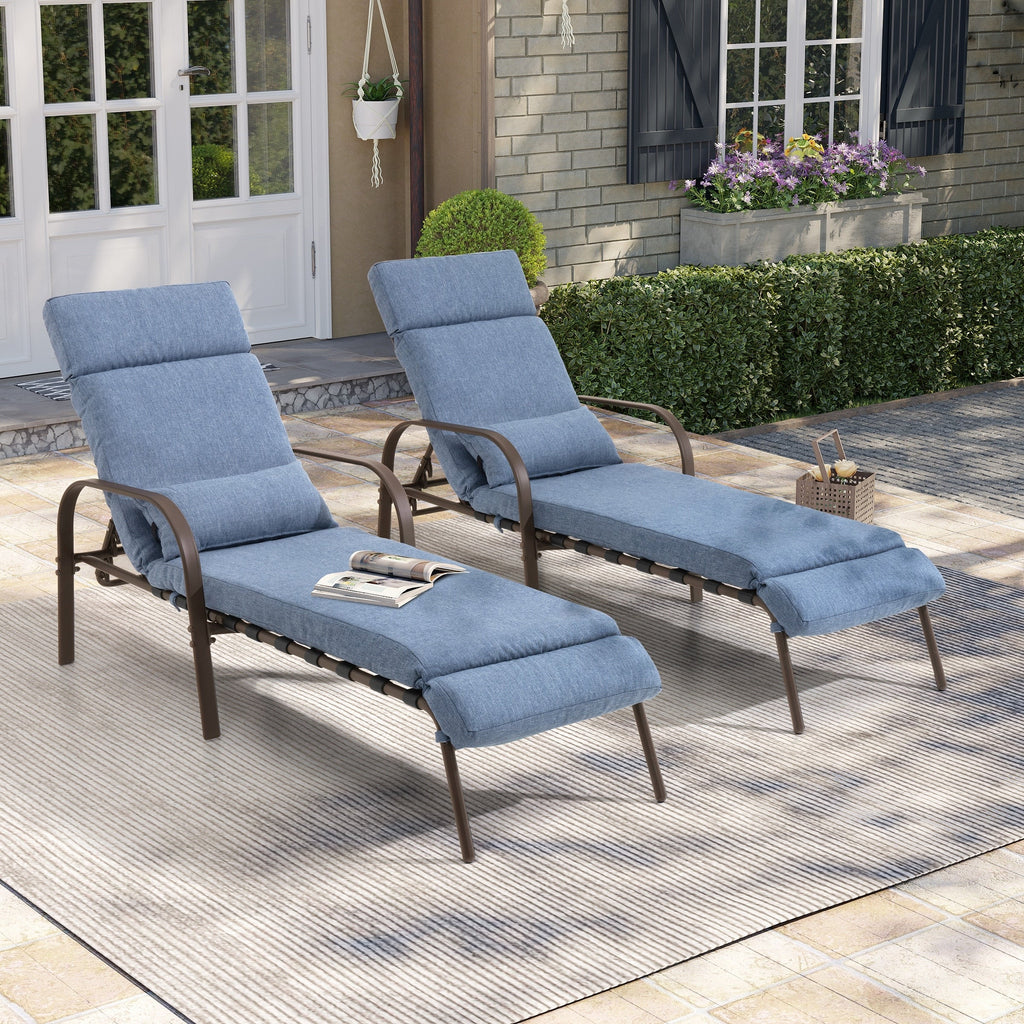 Outdoor Adjustable Patio Chaise Lounge Chair with Cushion Beach Poolside