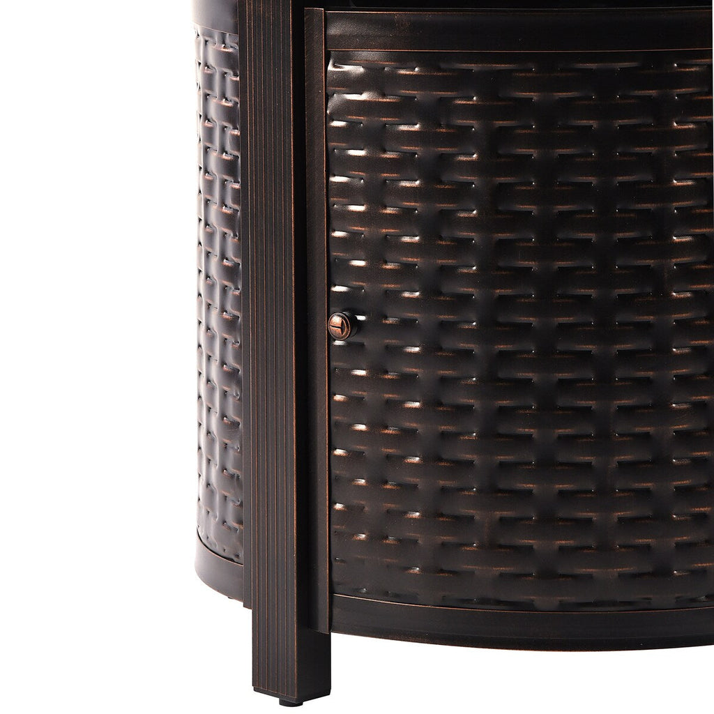 Ensemble de table ronde d'extérieur en aluminium de 86 cm avec quatre fauteuils pivotants à bascule et sièges profonds et accessoires