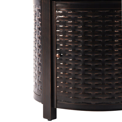 Ensemble de table ronde d'extérieur en aluminium de 86 cm avec quatre fauteuils pivotants à bascule et sièges profonds et accessoires