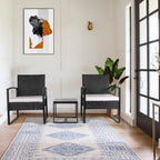 Ensemble de bistrot de jardin 3 pièces avec table en verre et salon de jardin en rotin pour véranda, jardin et balcon