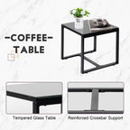 Ensemble de bistrot de jardin 3 pièces avec table en verre et salon de jardin en rotin pour véranda, jardin et balcon