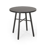 Ensemble table de bistrot d'extérieur avec 2 chaises, à lattes, en fer noir et beige