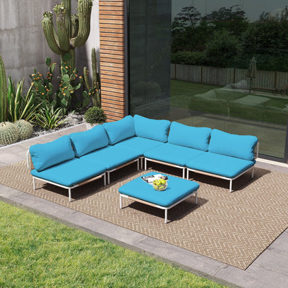 Ensemble de canapé sectionnel rembourré pour extérieur, ensemble de conversation pour meubles de patio, combinaison libre