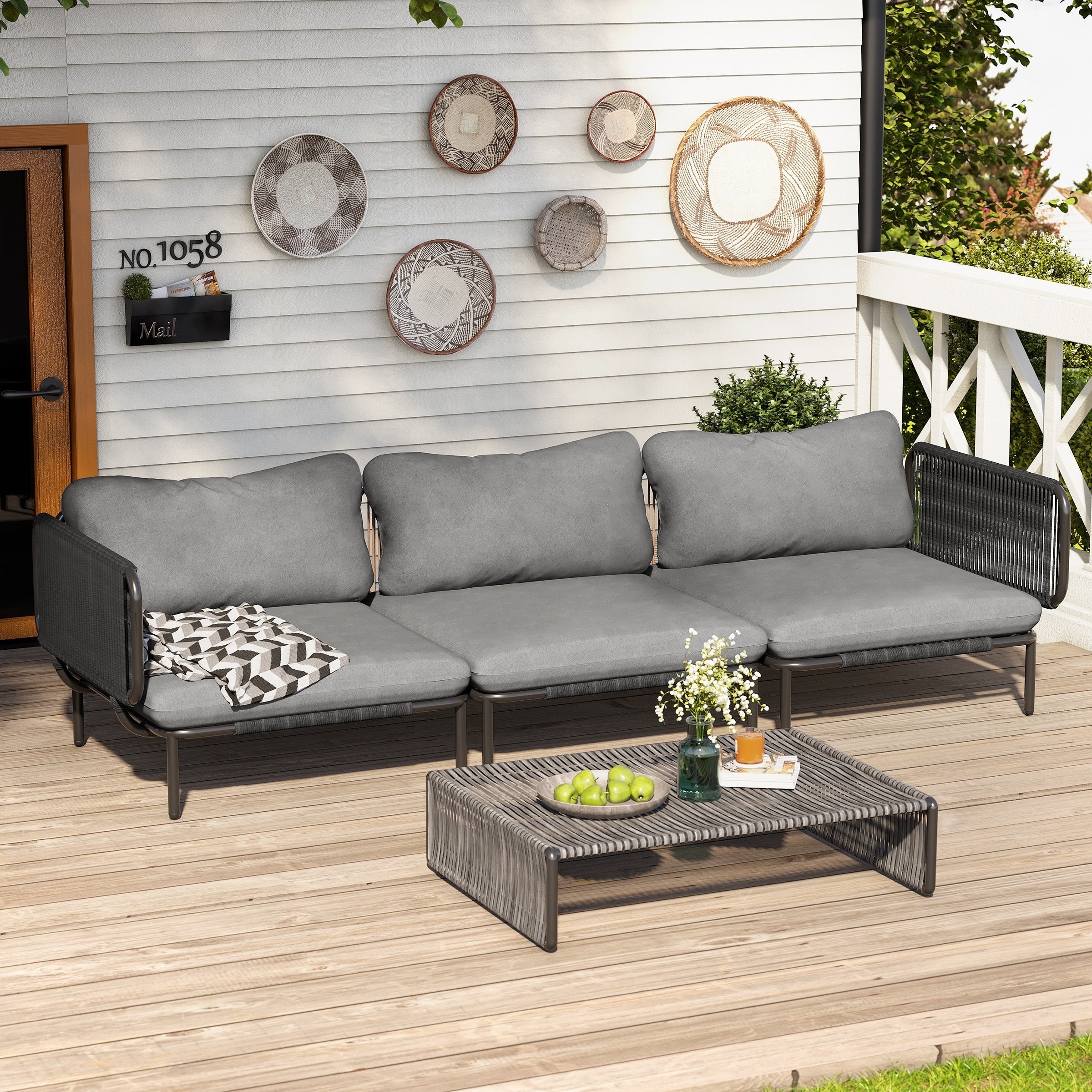 Ensemble de canapé sectionnel rembourré pour extérieur, ensemble de conversation pour meubles de patio, combinaison libre