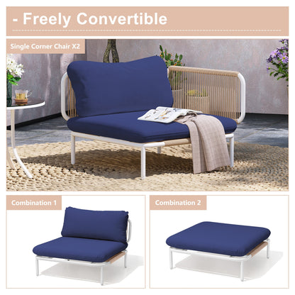 Ensemble de canapé sectionnel rembourré pour extérieur, ensemble de conversation pour meubles de patio, combinaison libre